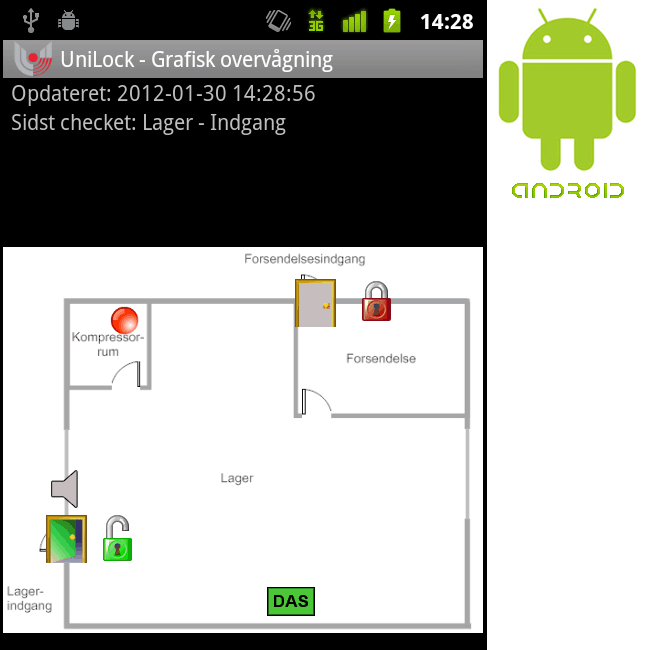 Grafisk overvågning til Android, UniLock adgangskontrol, Unitek